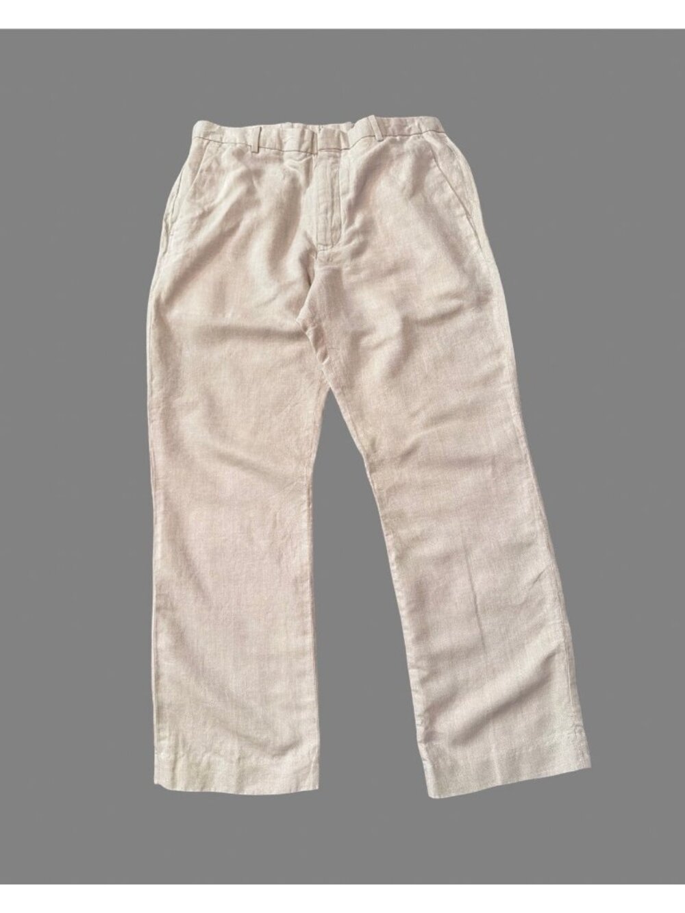 Perry Ellis Linen Blend Men's Flat Front beige Dress Pants 32x30-actual 34x29.5